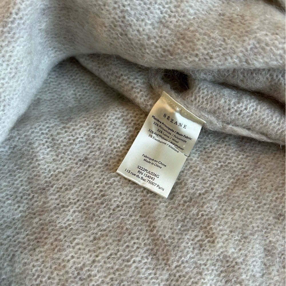 Sezane Ludivine Jumper Mottled Beige / Silver Mohair Knit Sweater French XS/S/M - Picture 10 of 11